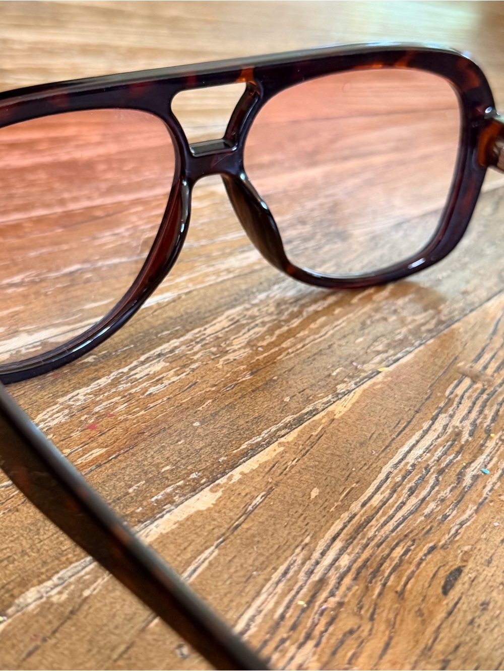 Oversized Tortoiseshell Sunglasses with Amber Lenses - Picture 5 of 5